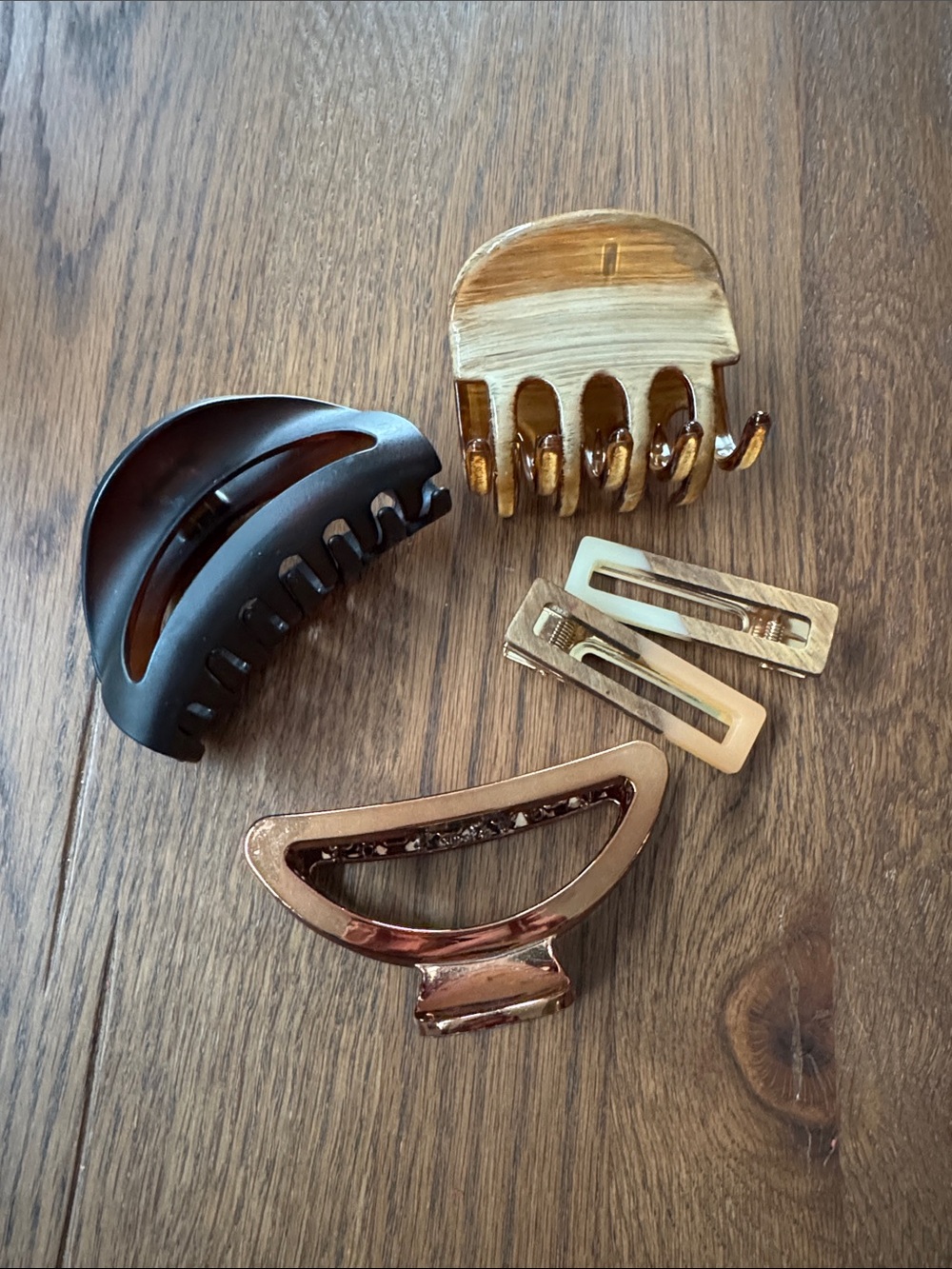 Mixed Hair Clip Set - Brown, Gold, Cream
